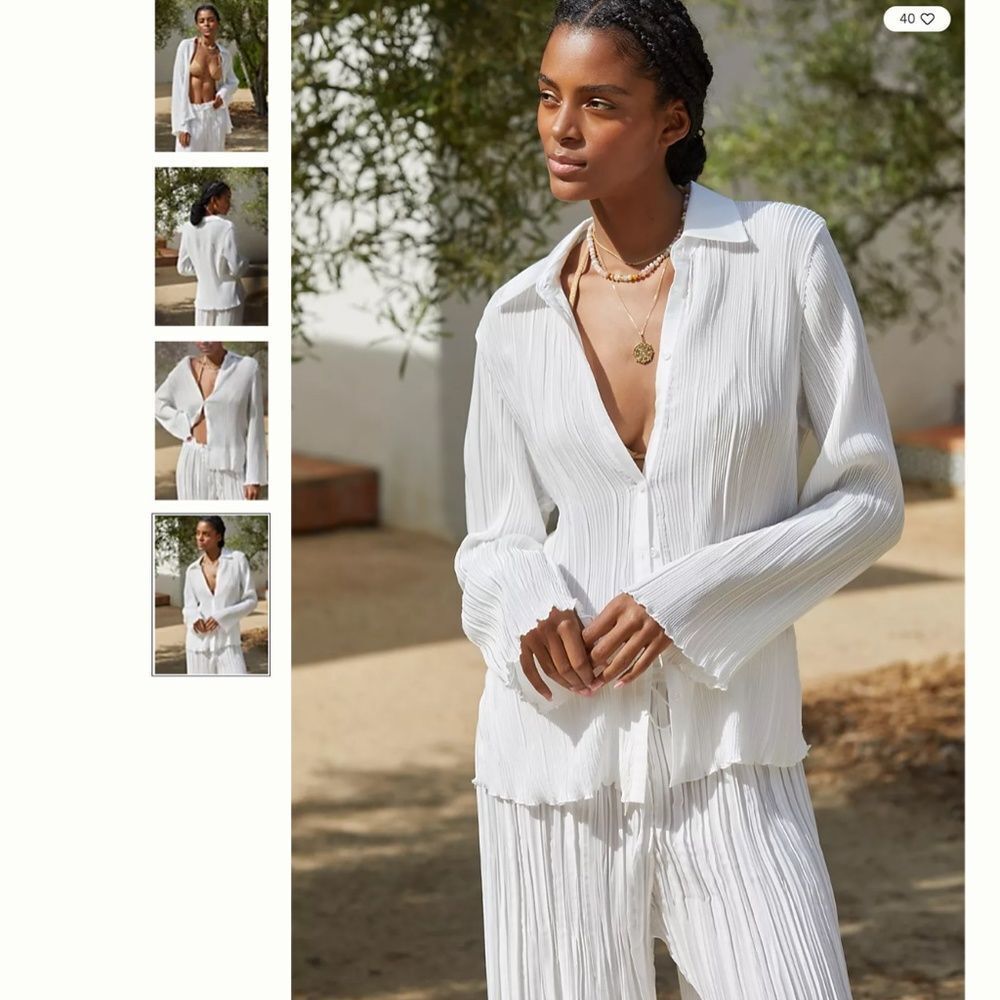 Anthropologie Plisse Buttondown Shirt